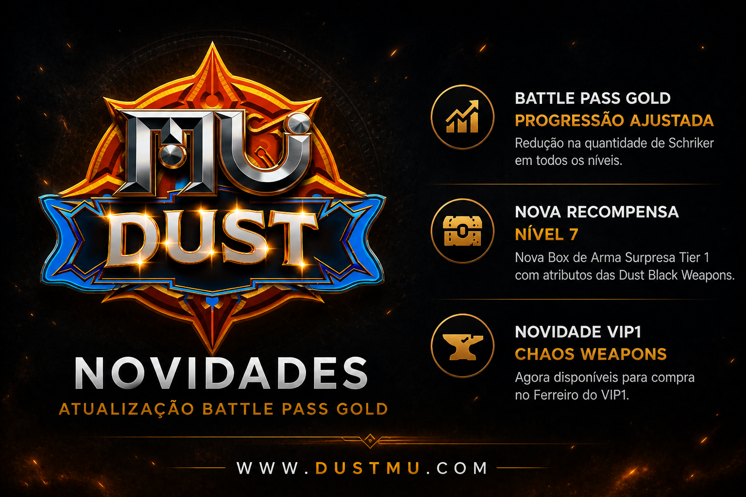 Atualização Battle Pass Gold e novidades no servidor